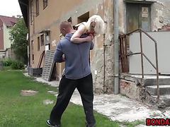 TubeWish presents: Beautiful blonde babe taken tied and fucked like a slave