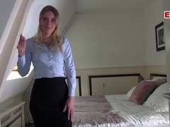 TubeWish presents: German female real estate agent secretary in pantyhose fuck