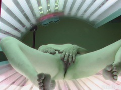 TubeWish presents: Slow pussy masturbation in public solarium
